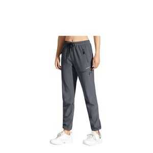 MOCOLY Women's Cargo Hiking Pants Elastic Waist Quick Dry Lightweight Outdoor L